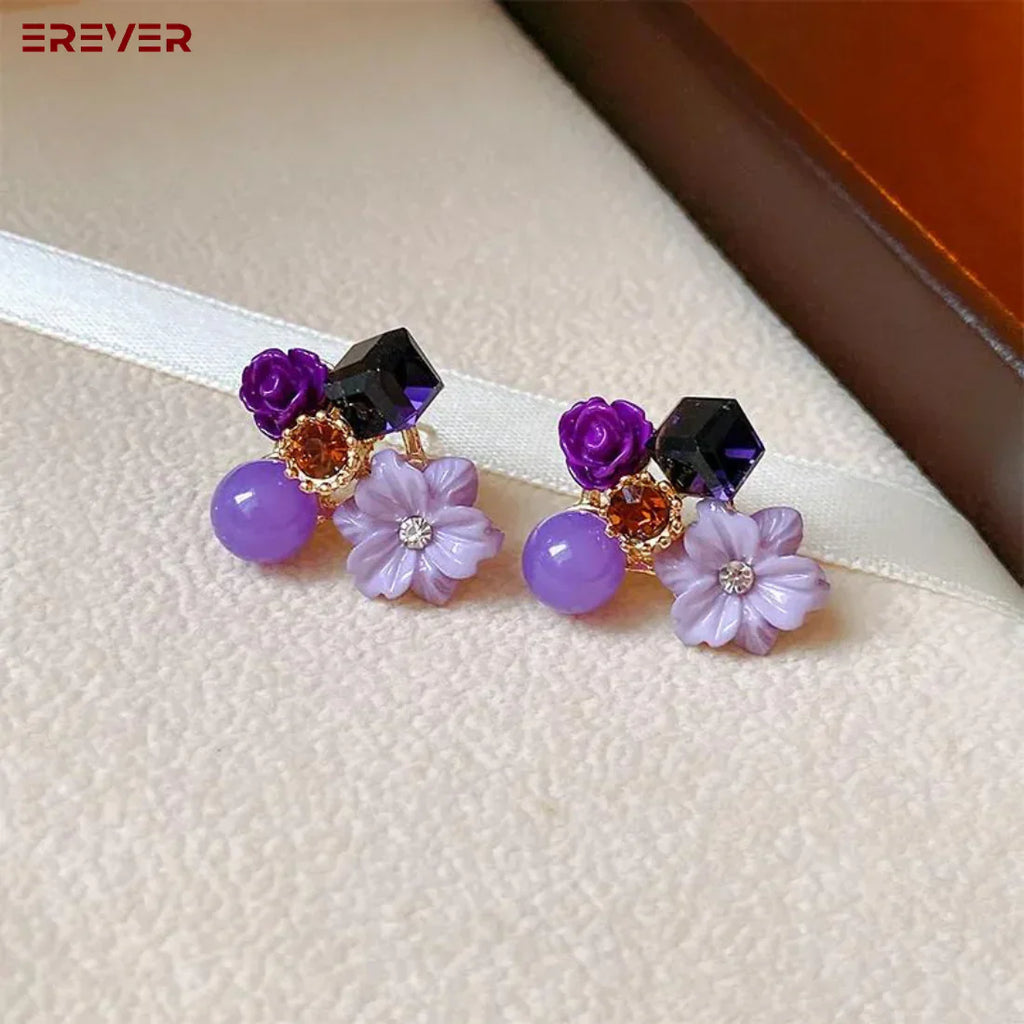 Purple Flower Studs Korean earring for Cuties