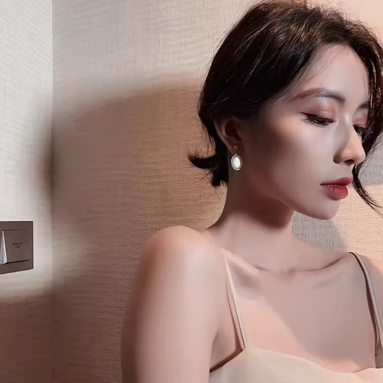 Opal Oval Drop Earring