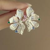 Multi-Colored Stones Exquisite Flower Stud Earrings