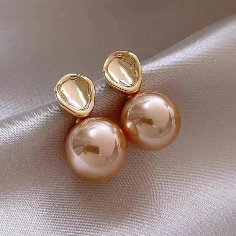 Minimal Rose Gold Shade Pearl Earrings
