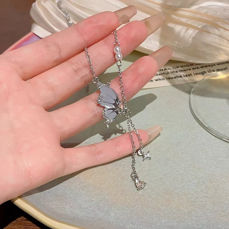Classic Style Half Butterfly Wings Drop Necklace