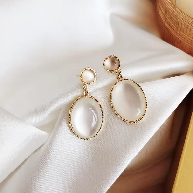 Opal Oval Drop Earring