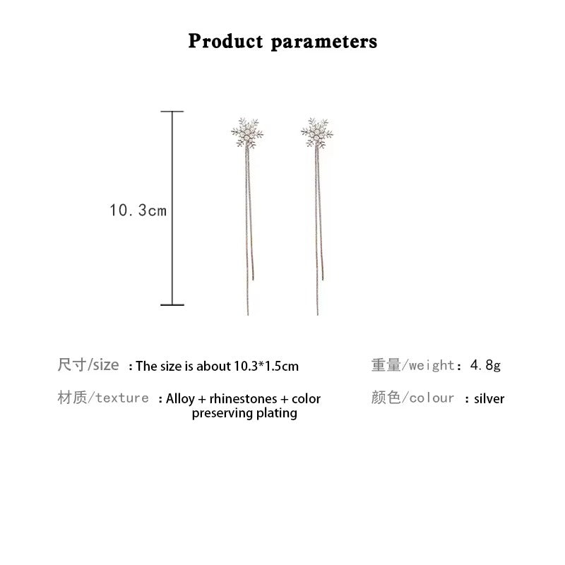 Snowflake Tassel Long Earrings