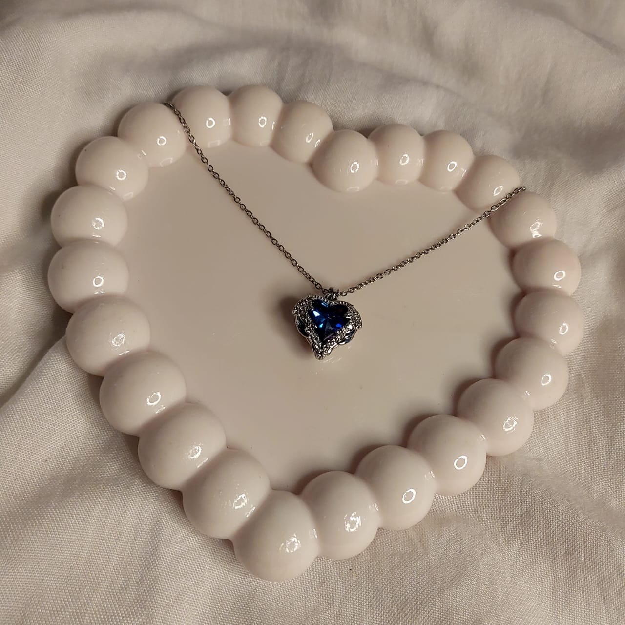 💙 Ocean Heart Crystal Pendant Necklace ✨️