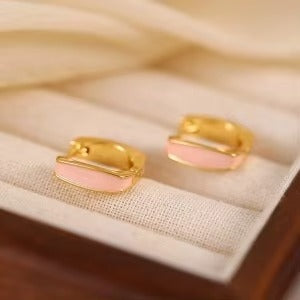 5 Combo Pack Oil-drop Square Hoop Earrings White, Pink, Maroon, Black & Green