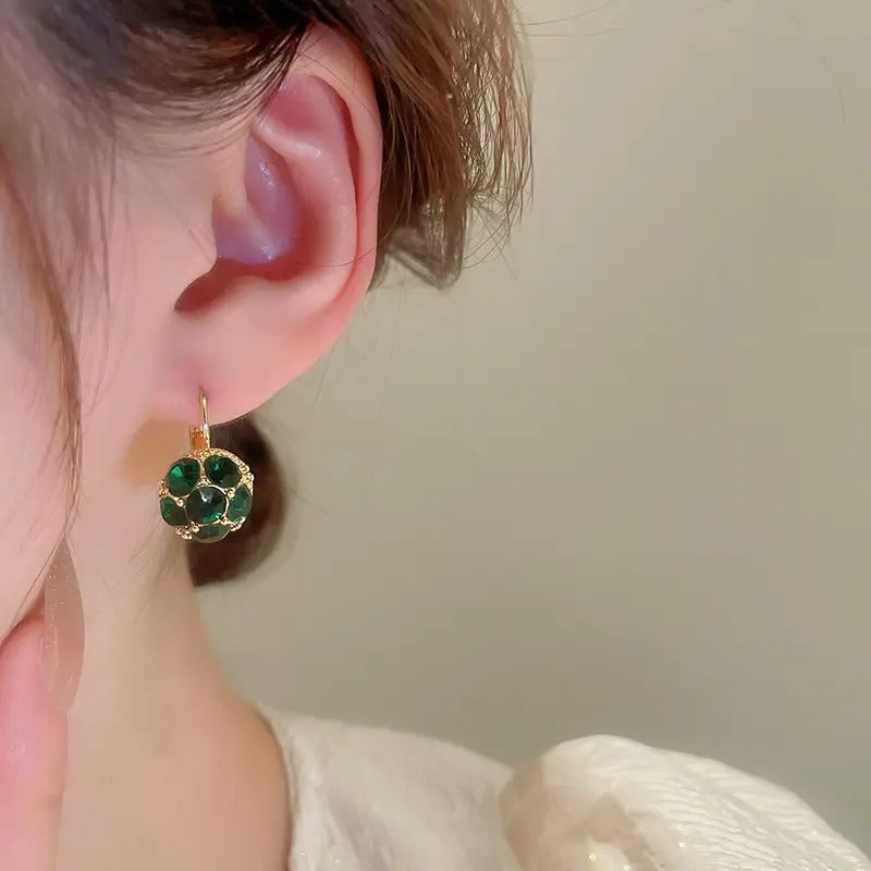 Green Crystal Ball Earring