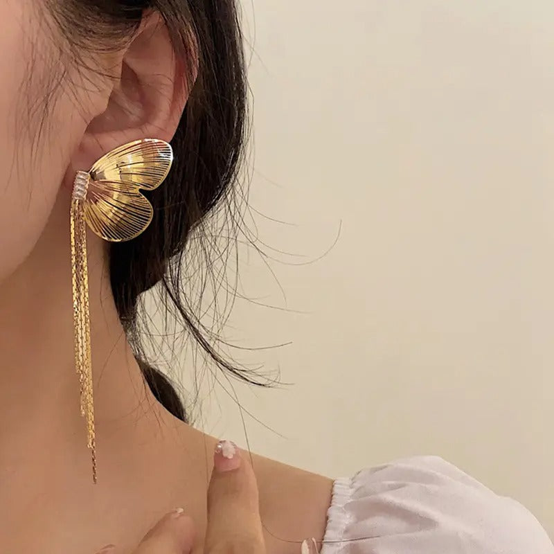 Exaggerated Buterfly Long Tassel Earrings