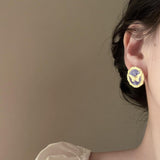 Vintage Retro Gold Butterfly Enamel Stud Earrings