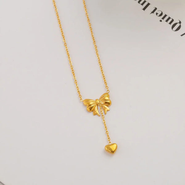 Korean stainless steel bow pandent chain