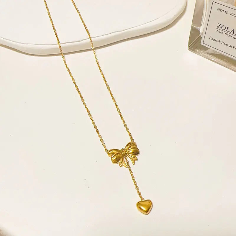 Korean stainless steel bow pandent chain