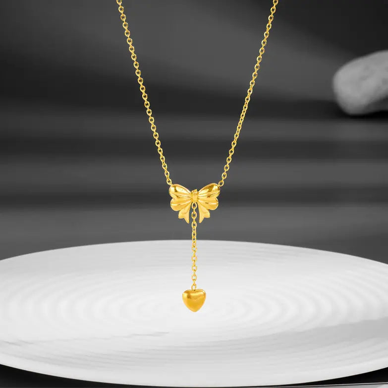 Korean stainless steel bow pandent chain
