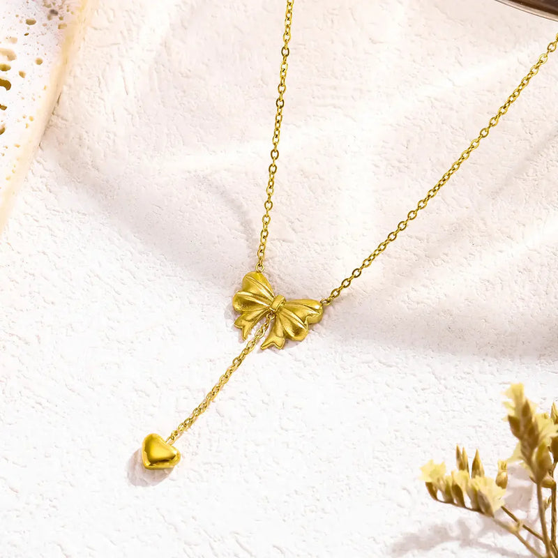 Korean stainless steel bow pandent chain