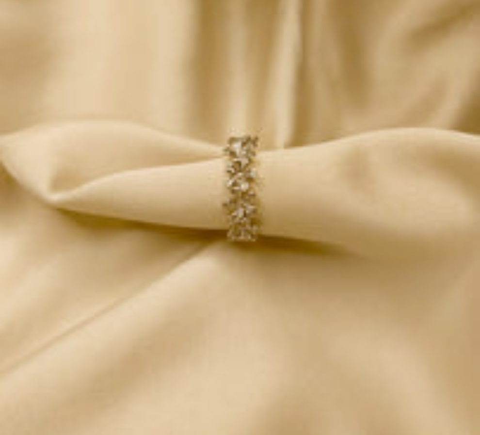 Lovely Plumeria Flower Eternity Ring