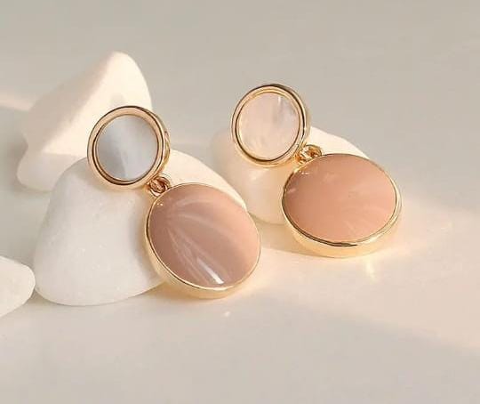 Korean Beautiful Double Button Peach Earring