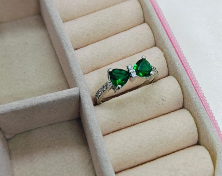 Silver color Plated Studded Crushed Ice Cut Adjustable Finger Ring