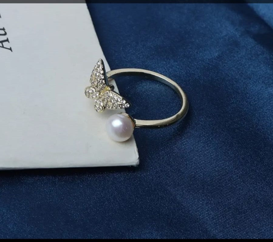 Adjustable Solid Sterling Silver With Rhodium Plated Ring Setting