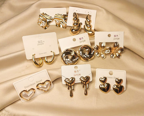 8 Combo Pack of Anti-Tarnish Korean Earrings for Women & Girls | Trendy Daily Wear Jewellery