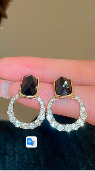 Geometric Hollow Gem Stud Earrings