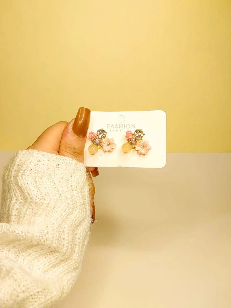 Korean multi Flower Cluster Earrings And Stud For girls combo set