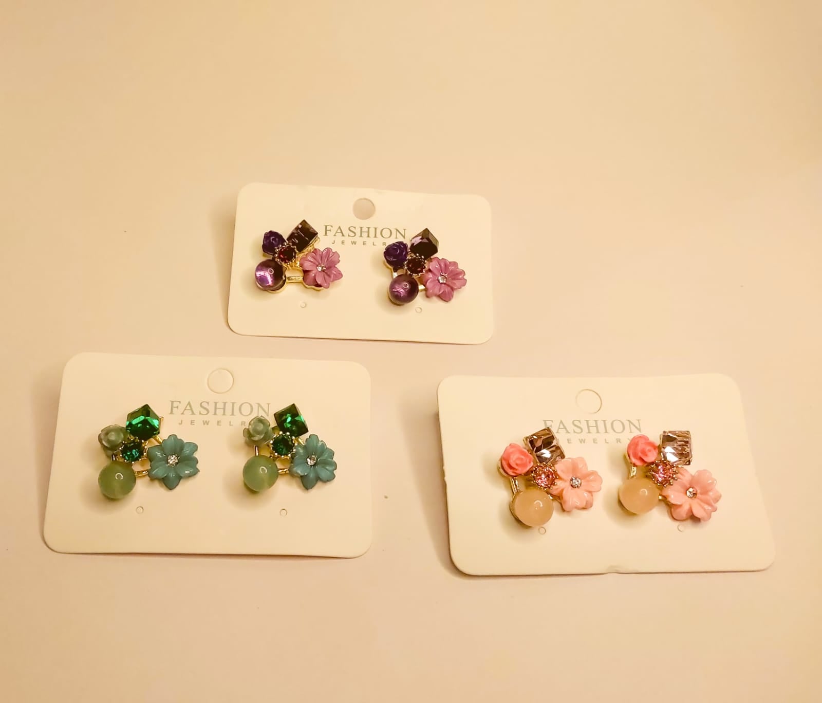 Korean multi Flower Cluster Earrings And Stud For girls combo set