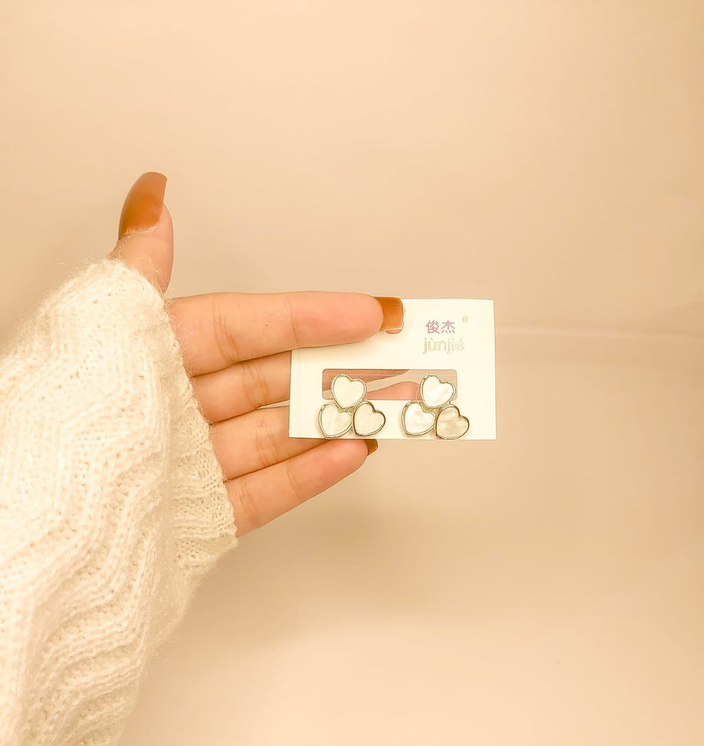 Korean Heart Shape Mother of Pearl Stud Earrings for Women