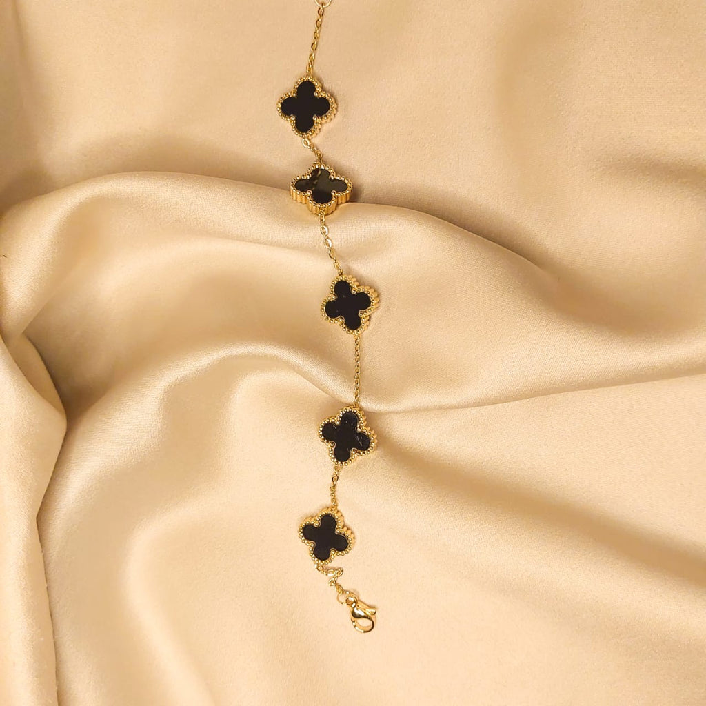 Black Cloverr Bracelet for Girls | Korean Styles Adjustable Chain Bracelet | Trendy Dailywear Jewelry