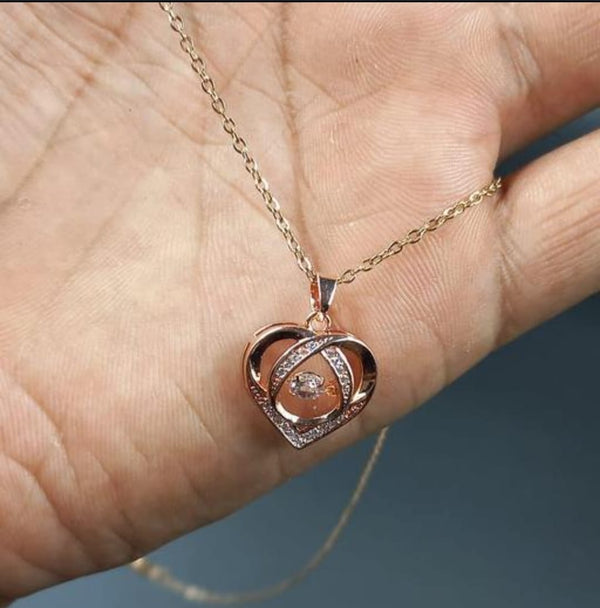 HEART PENDANT ROSE GOLDEN COLOR  NECKLACE