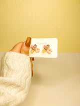 Korean Pink Flower Cluster Earrings And Stud For Women