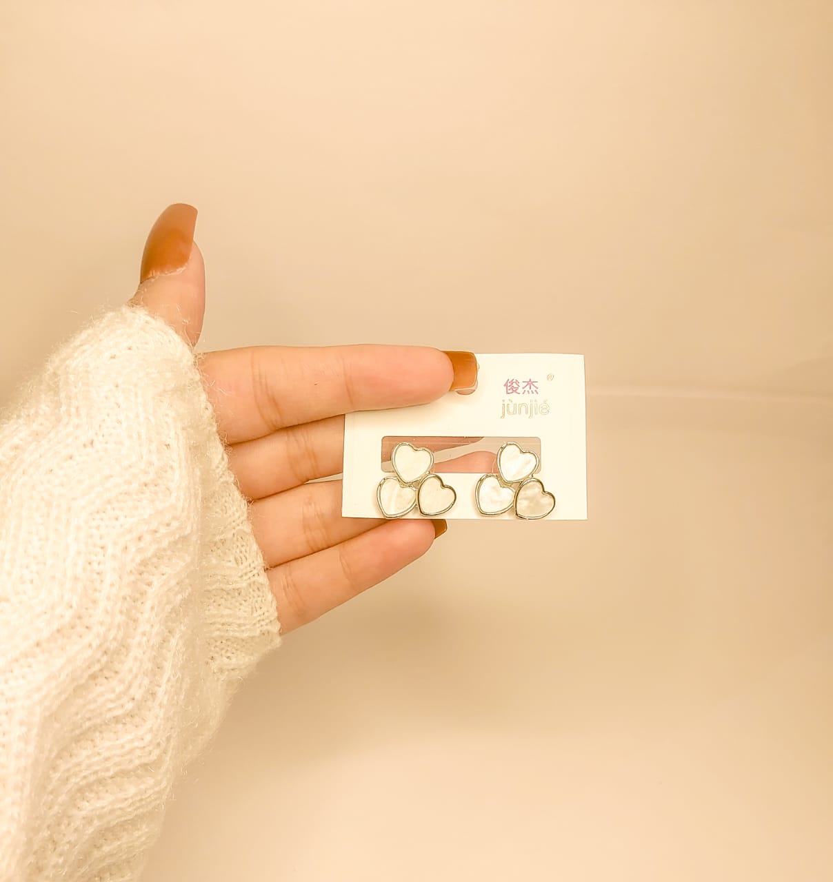 Korean Heart Shape Mother of Pearl Stud Earrings for Women