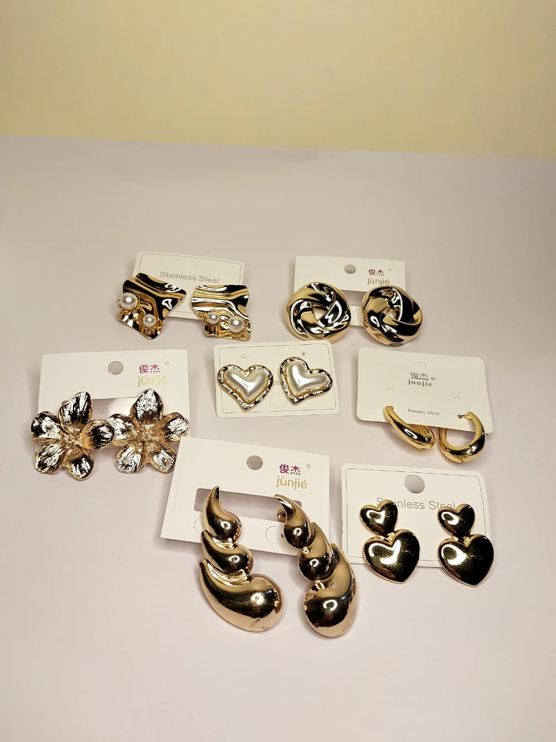 8 Combo Pack of Anti-Tarnish Korean Earrings for Women & Girls | Trendy Daily Wear Jewellery