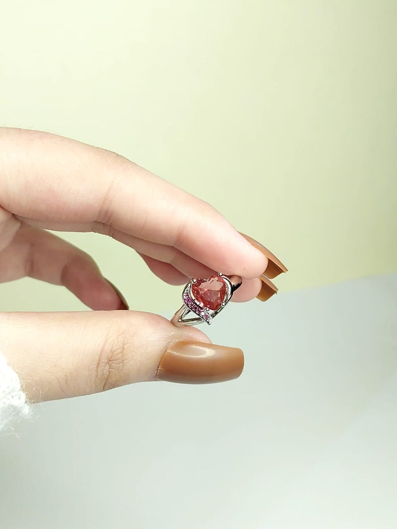 Red Artificial Ruby Color Heart  Shaped Ring