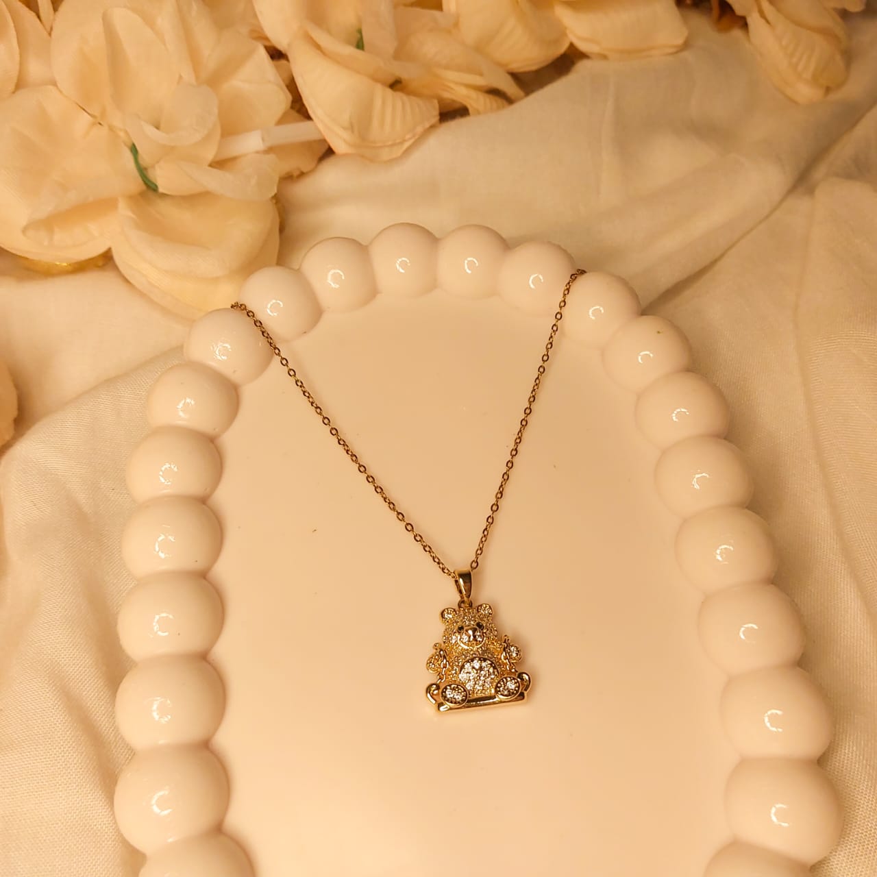 🧸💛 Sparkle Teddy Pendant Necklace ✨️