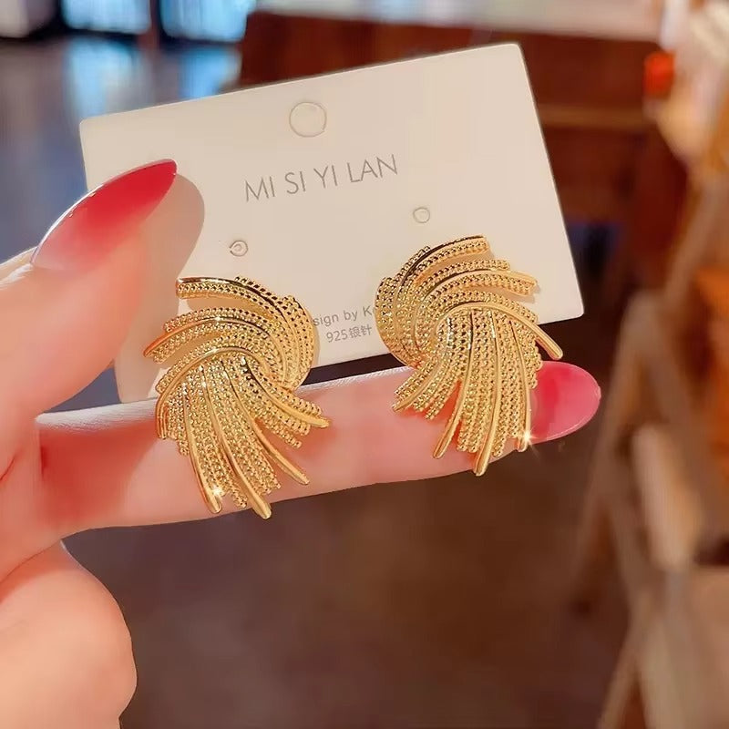 Metal Rotational Texture Irregular Earrings