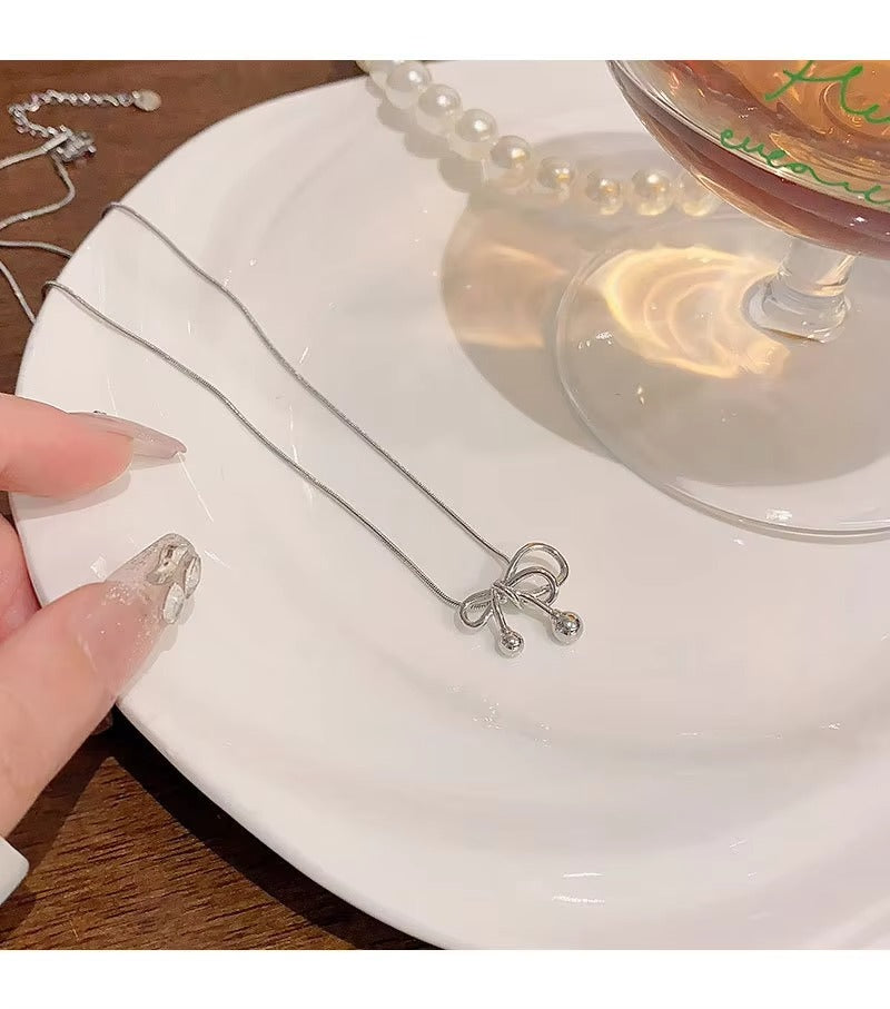 Silver Bow Knot Necklace