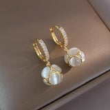 Opal Ball Drop Huggie Earrings