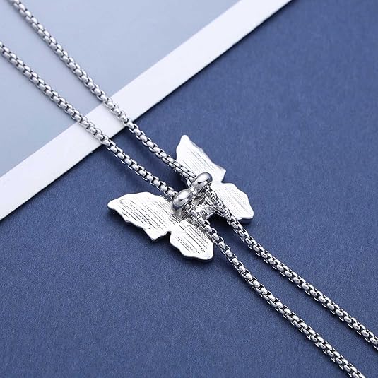 Adjustable Black Butterfly Long Chain Necklace