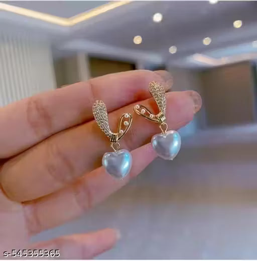Korean Vintage Crystal Pearl Heat Earring