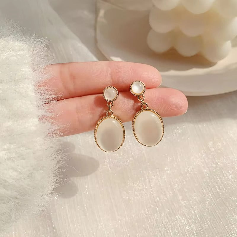 Opal Oval Drop Earring