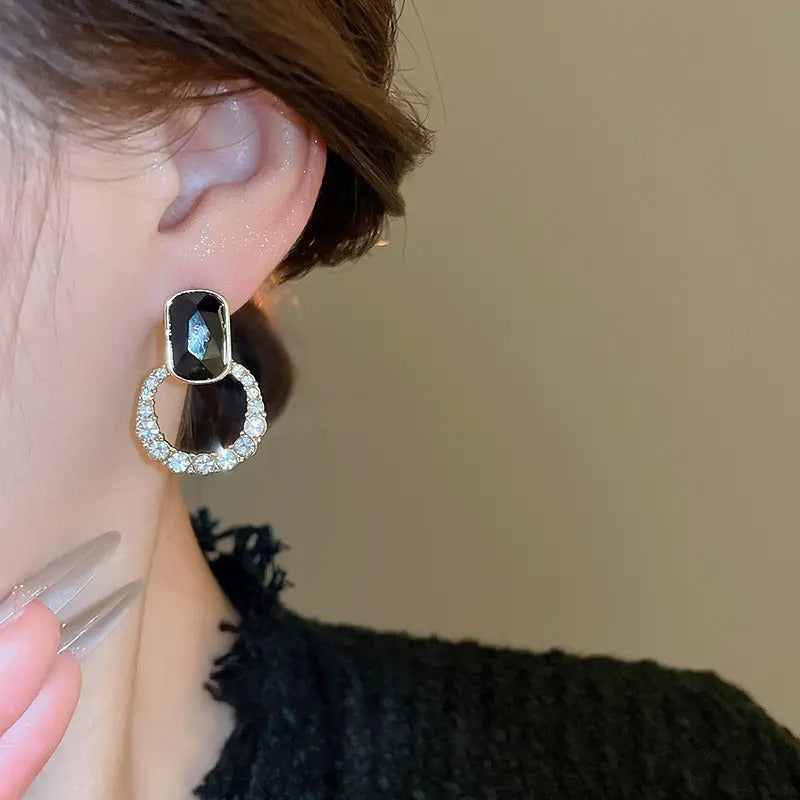 Geometric Hollow Gem Stud Earrings