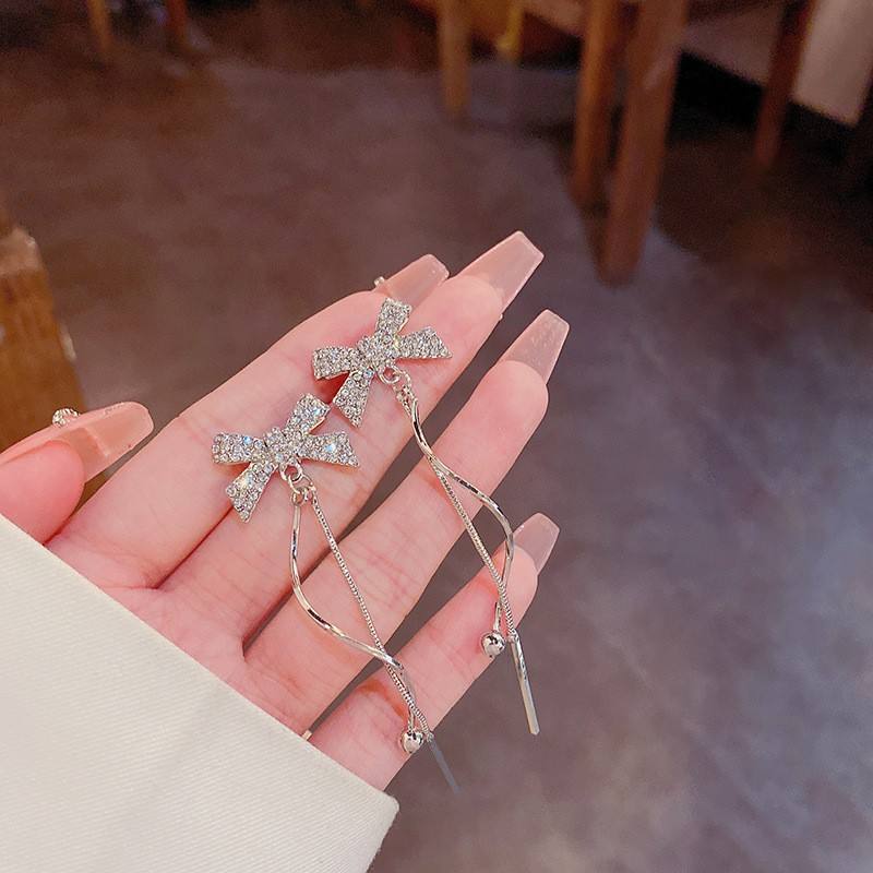 BowKnot Twisted Tassel Long Earrings