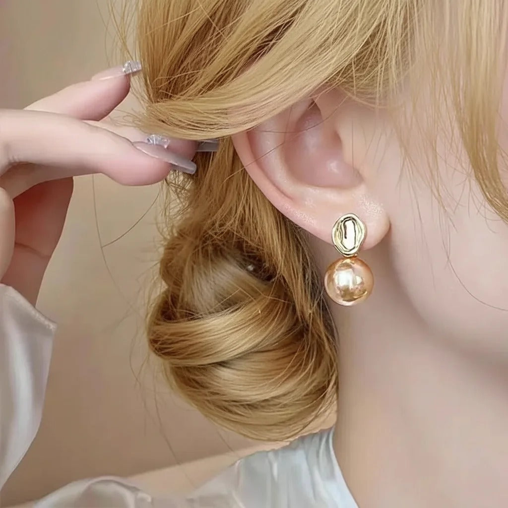 Minimal Rose Gold Shade Pearl Earrings