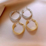 Triple Layer Bead Style Hoop Earrings