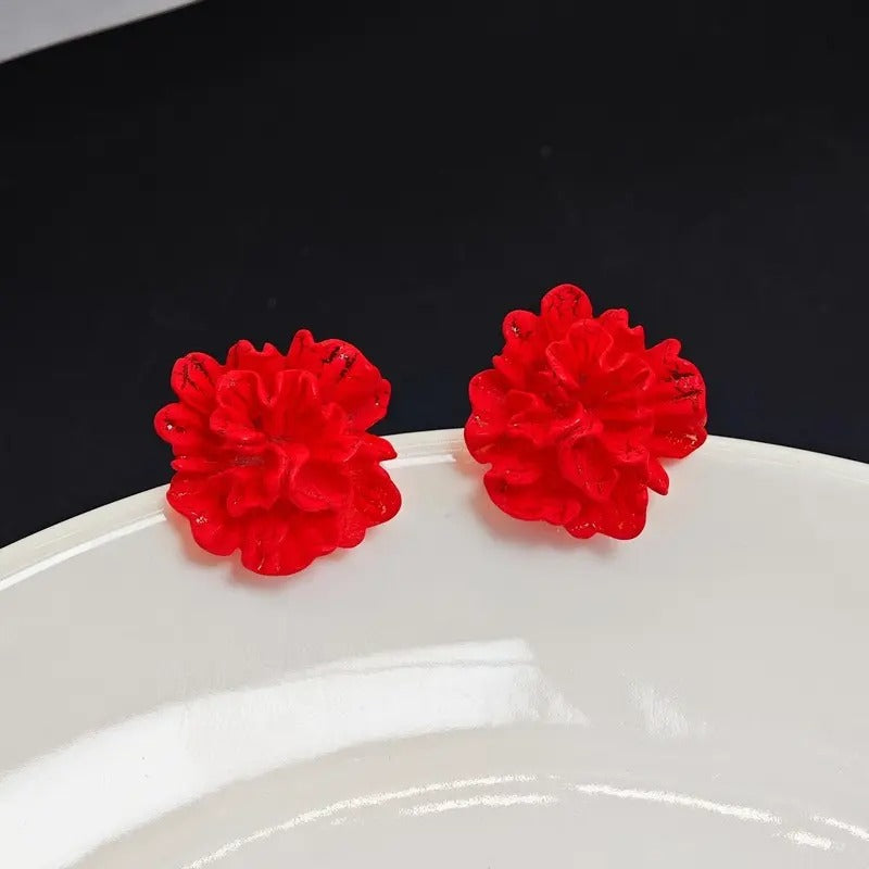 Textured Floral Stud Earrings