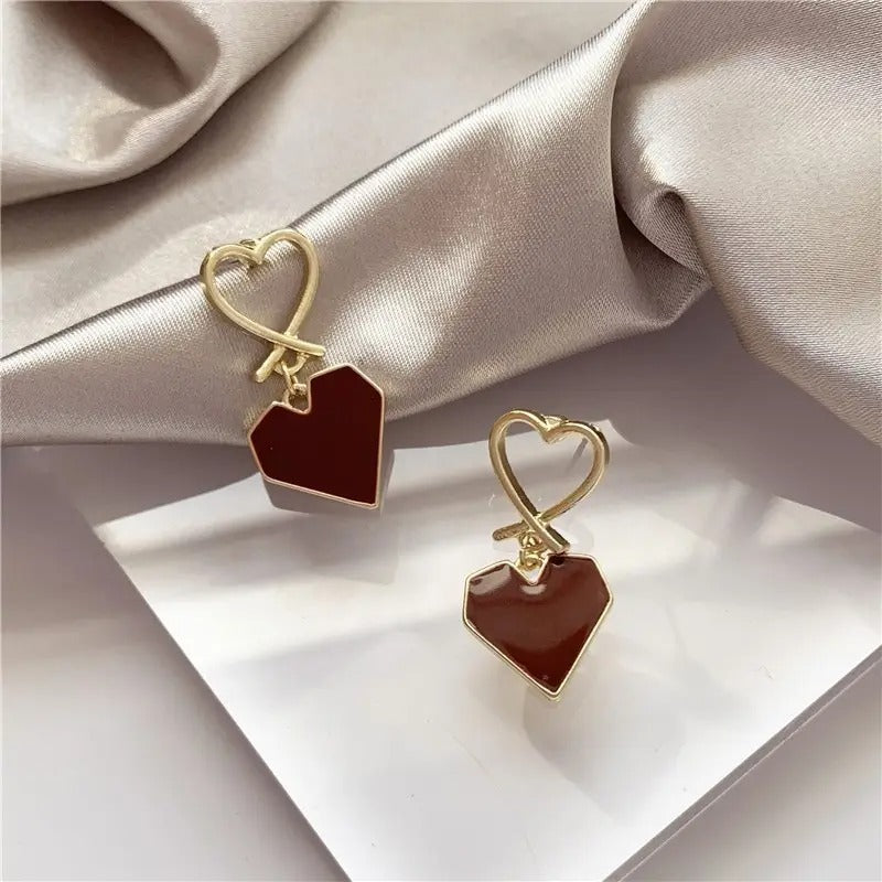 Maroon Heart Earrings