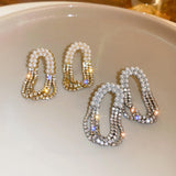Oval Shape Pearl & Stone Tassel Earrings