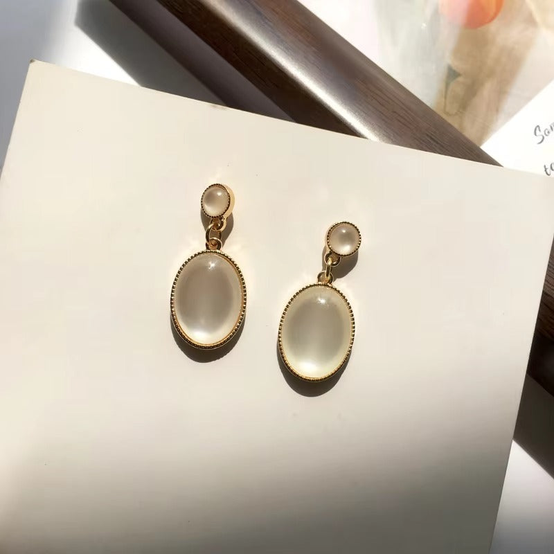 Opal Oval Drop Earring