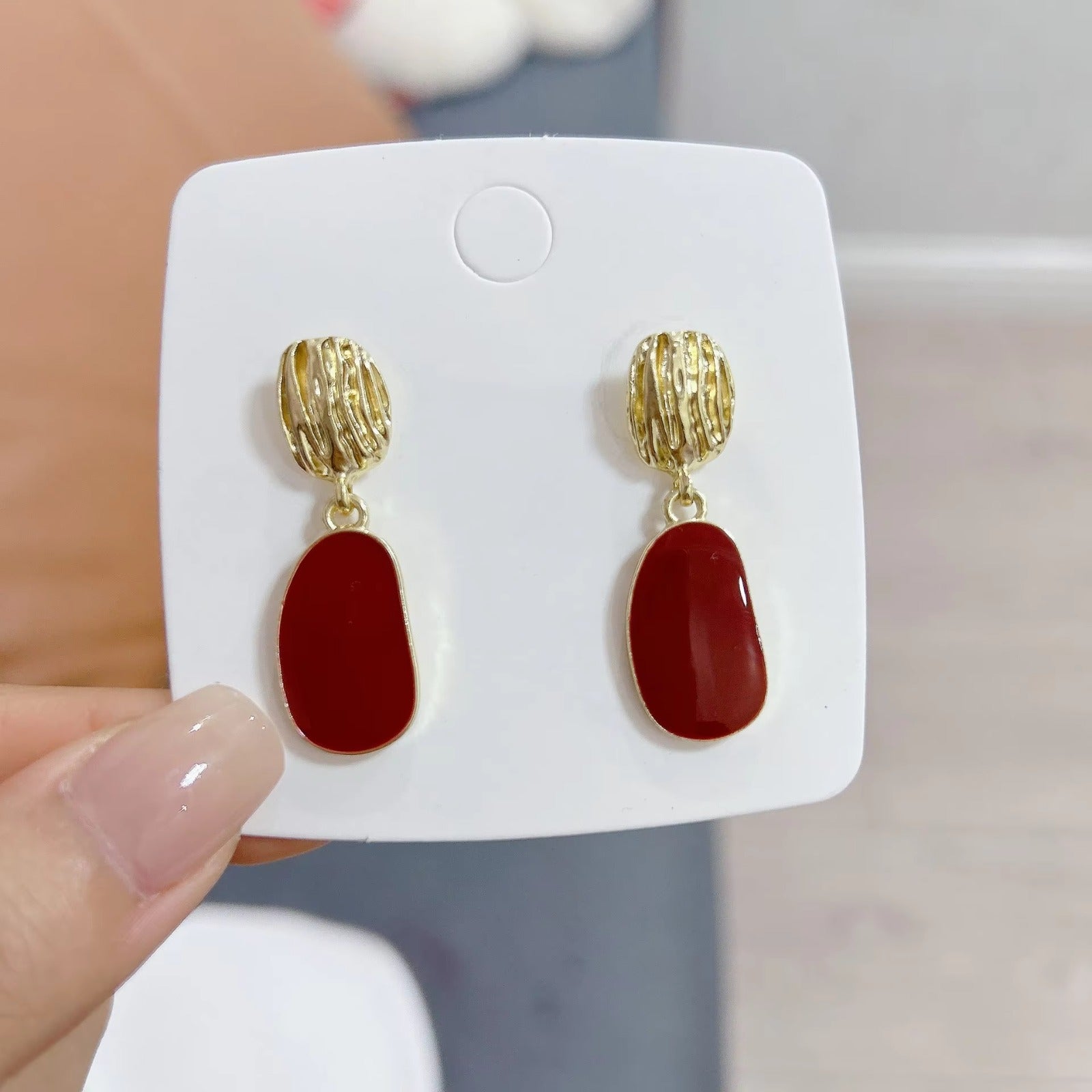 Red Enamel Drop Earrings