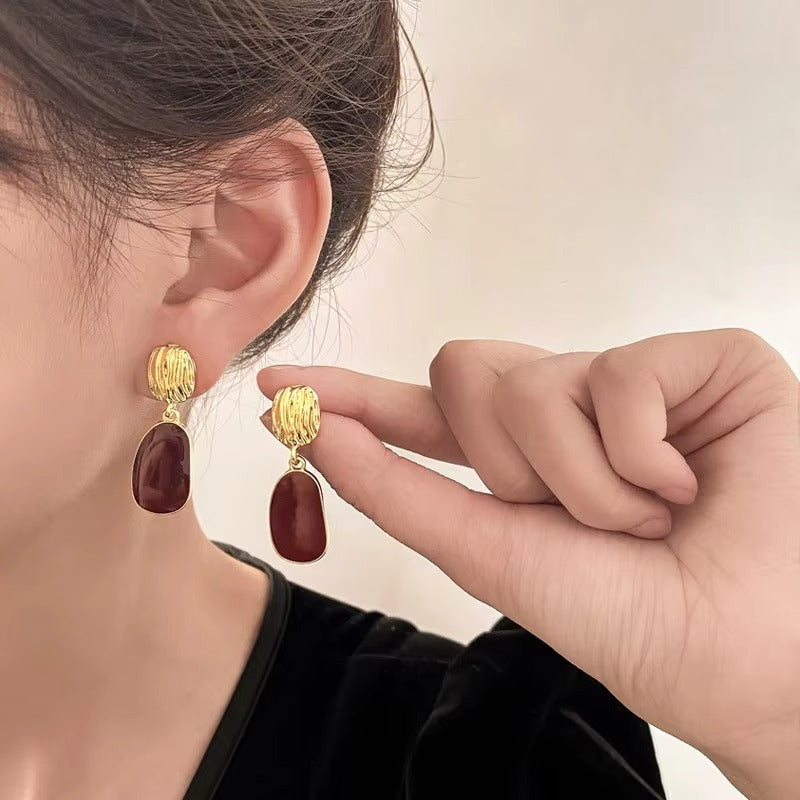 Red Enamel Drop Earrings