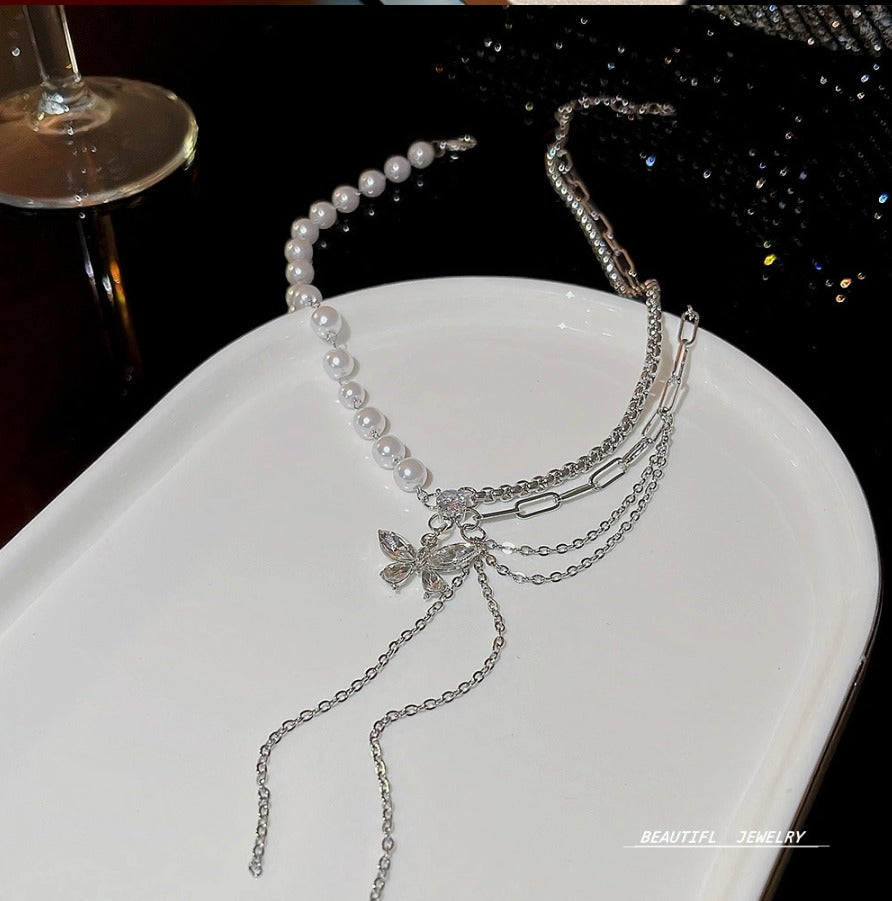 Multi-Layer Butterfly Pearl Necklace