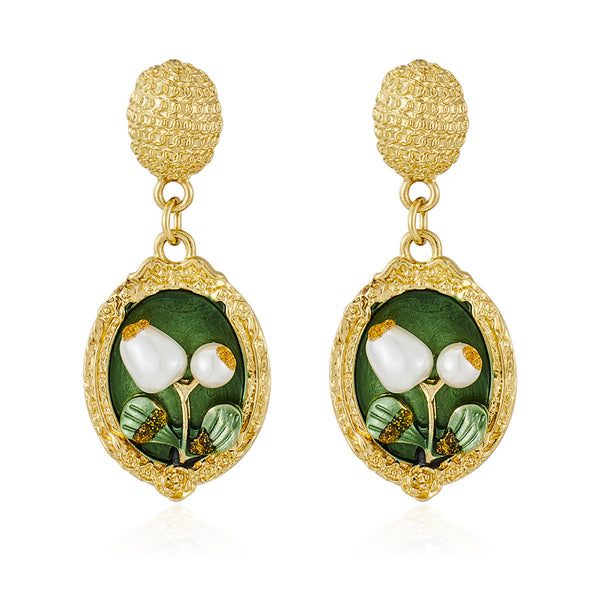 Vintage Oil Painting Baroque Drop Earrings